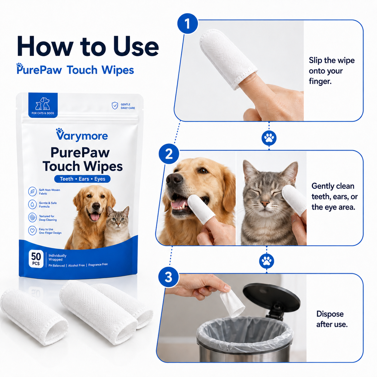 PurePaw Touch Wipes