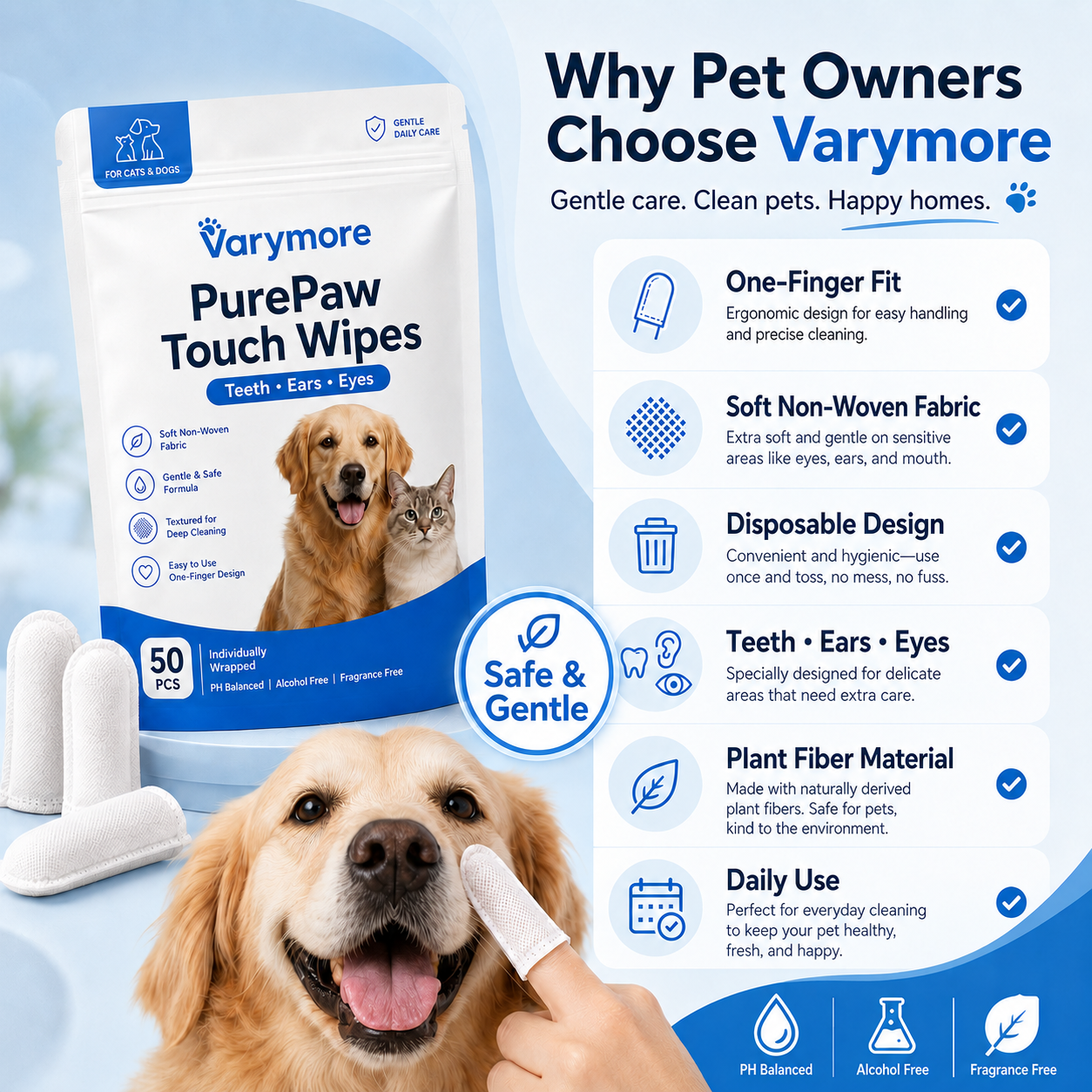 PurePaw Touch Wipes